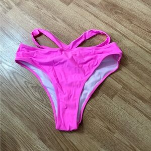 Pink Bikini with High-Cut Leg and Strap Details